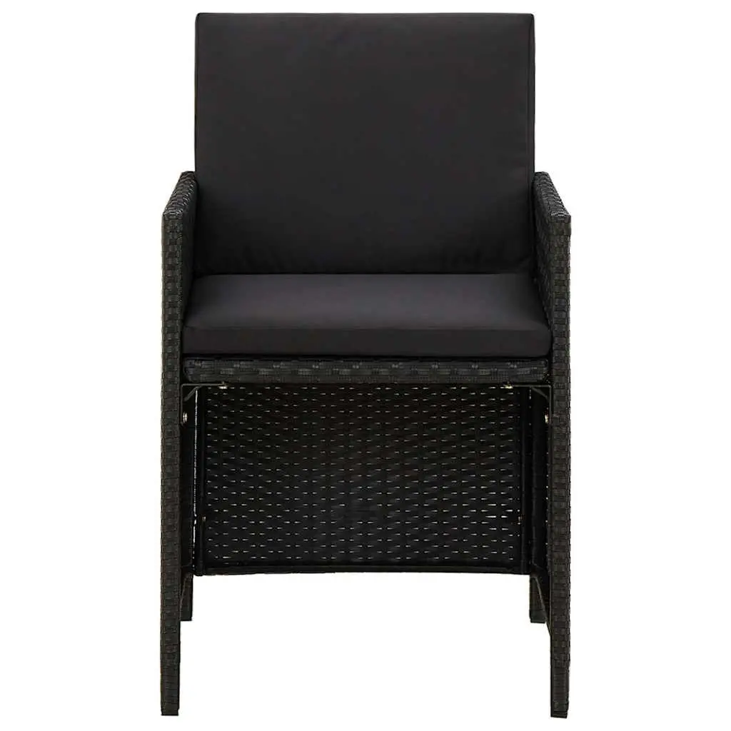 Garden Chairs Set 2 pcs for Outdoor Use Black Poly Rattan Patio Dining Seating