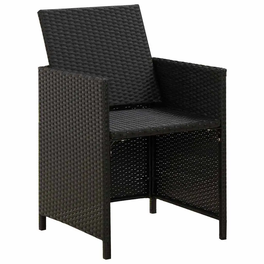 Garden Chairs Set 2 pcs for Outdoor Use Black Poly Rattan Patio Dining Seating