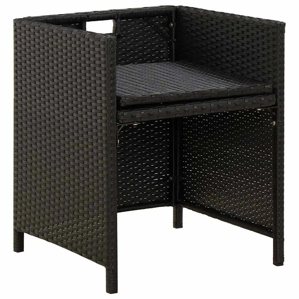 Garden Chairs Set 2 pcs for Outdoor Use Black Poly Rattan Patio Dining Seating