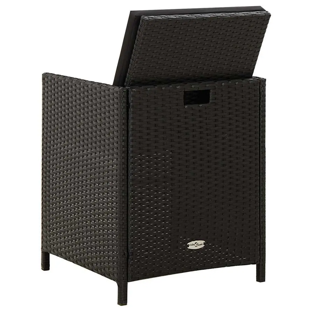Garden Chairs Set 2 pcs for Outdoor Use Black Poly Rattan Patio Dining Seating