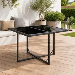 Specifications of Black Poly Rattan Outdoor Dining Table