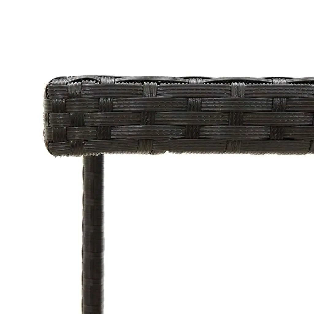 Outdoor Garden Dining Table Black 109L x 107W x 74H cm Poly Rattan Glass
