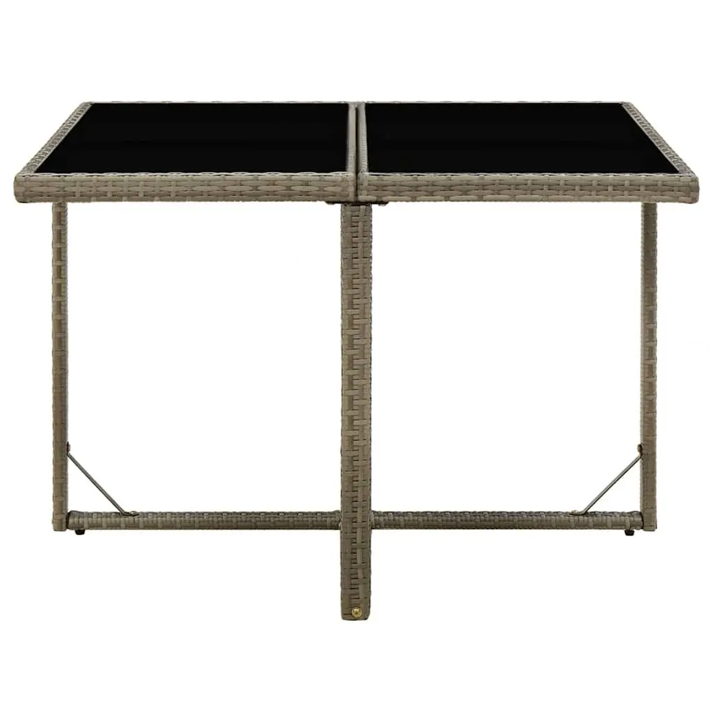Garden Dining Table Outdoor 109x107x74cm Grey Rattan Glass Patio
