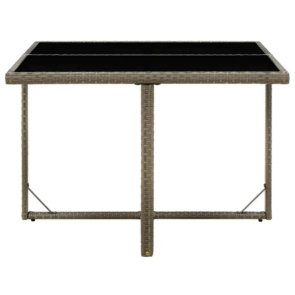 Garden Dining Table Outdoor 109x107x74cm Grey Rattan Glass Patio