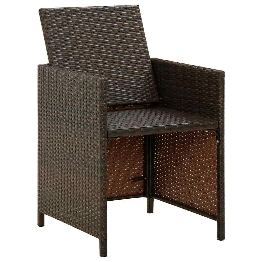 Garden Chairs Set for Outdoor Use 4 Piece Brown Poly Rattan Patio Armchair with Cushions