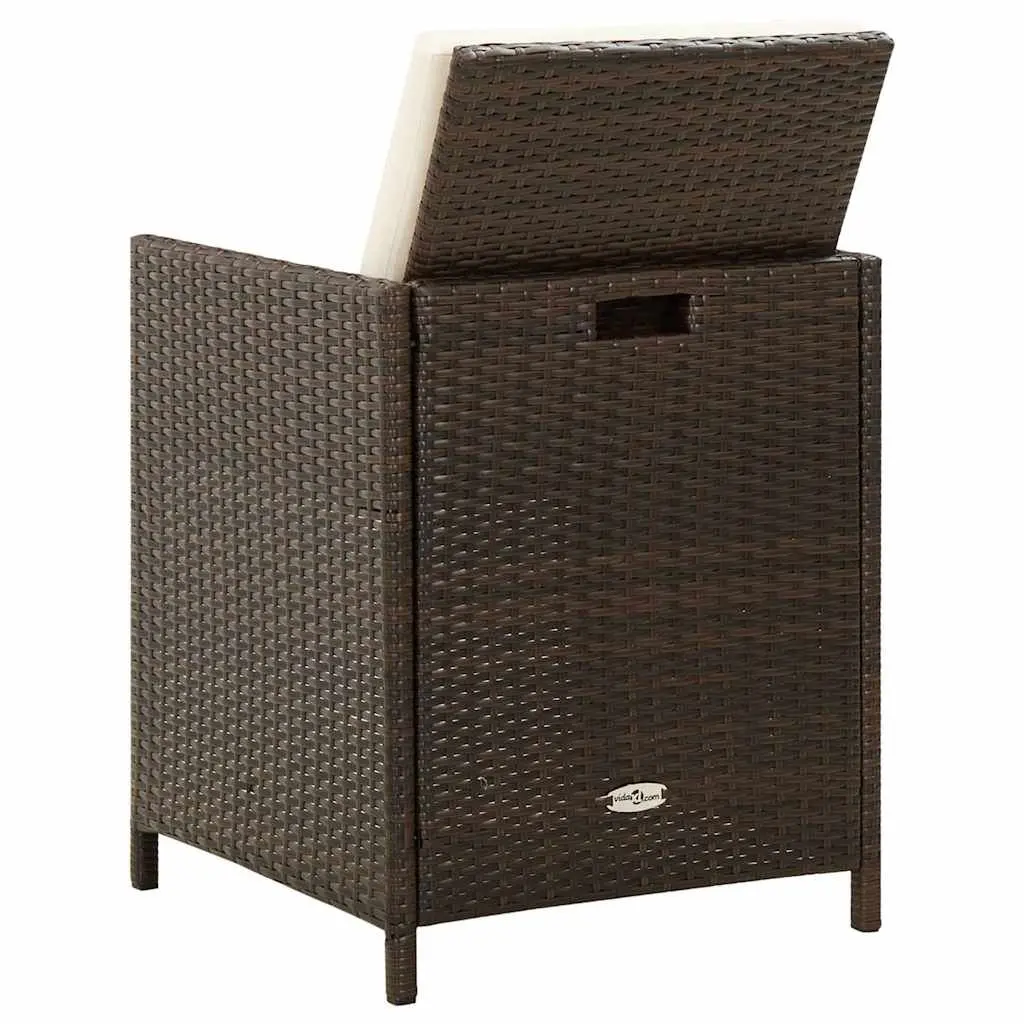 Garden Chairs Set for Outdoor Use 4 Piece Brown Poly Rattan Patio Armchair with Cushions