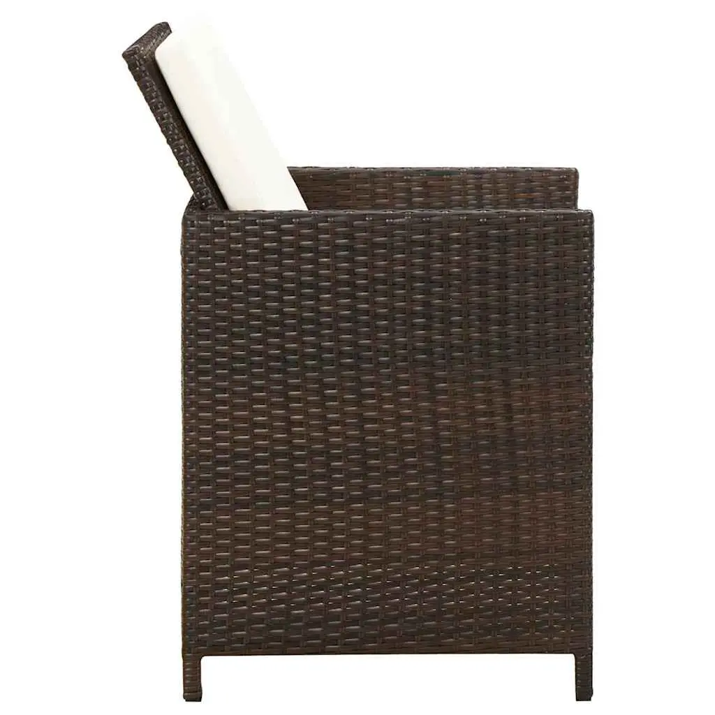 Garden Chairs Set for Outdoor Use 4 Piece Brown Poly Rattan Patio Armchair with Cushions