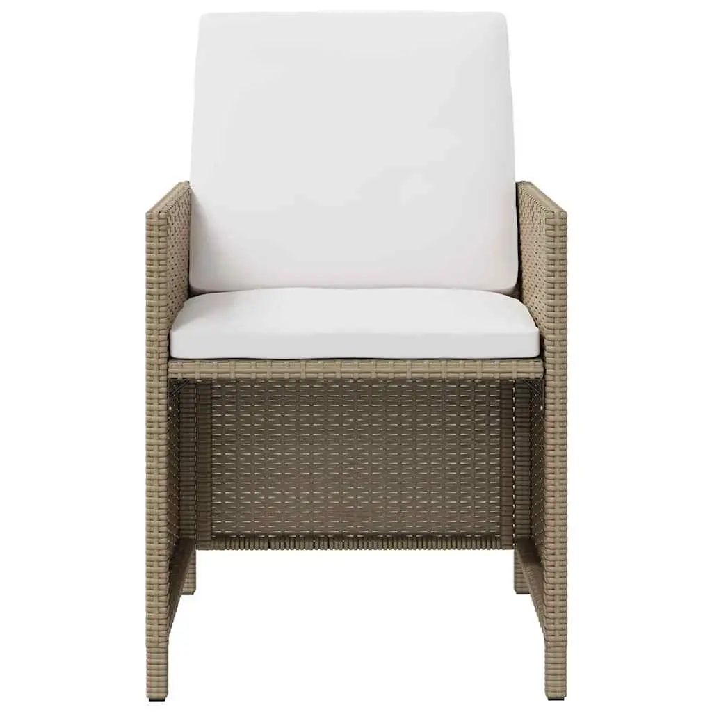 Outdoor Patio Garden Chairs 4 Pieces Set PE Rattan Armchair with Cushions Beige