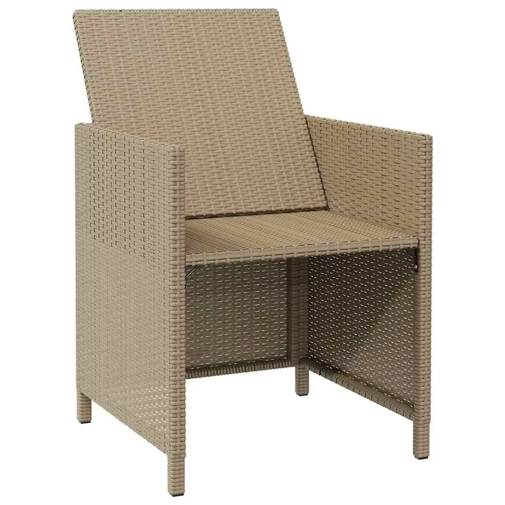 Outdoor Patio Garden Chairs 4 Pieces Set PE Rattan Armchair with Cushions Beige