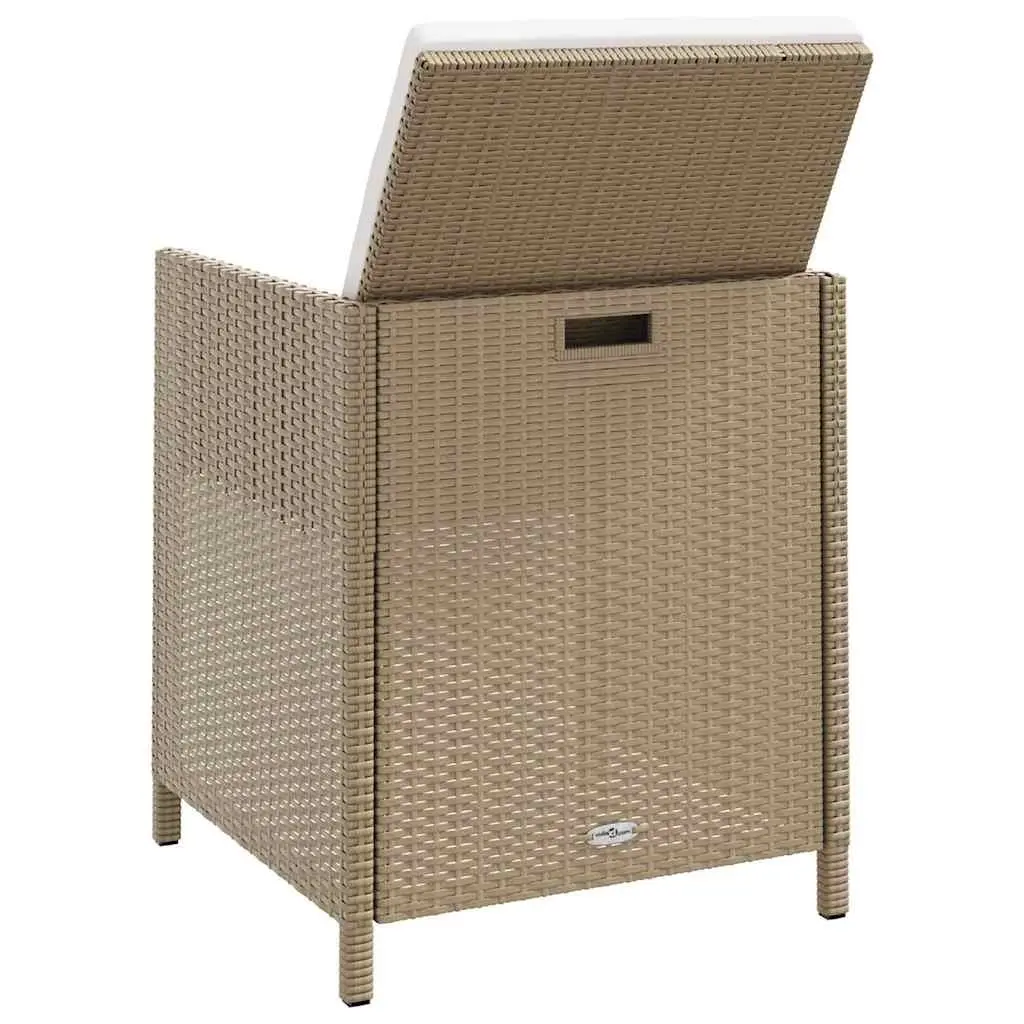 Outdoor Patio Garden Chairs 4 Pieces Set PE Rattan Armchair with Cushions Beige