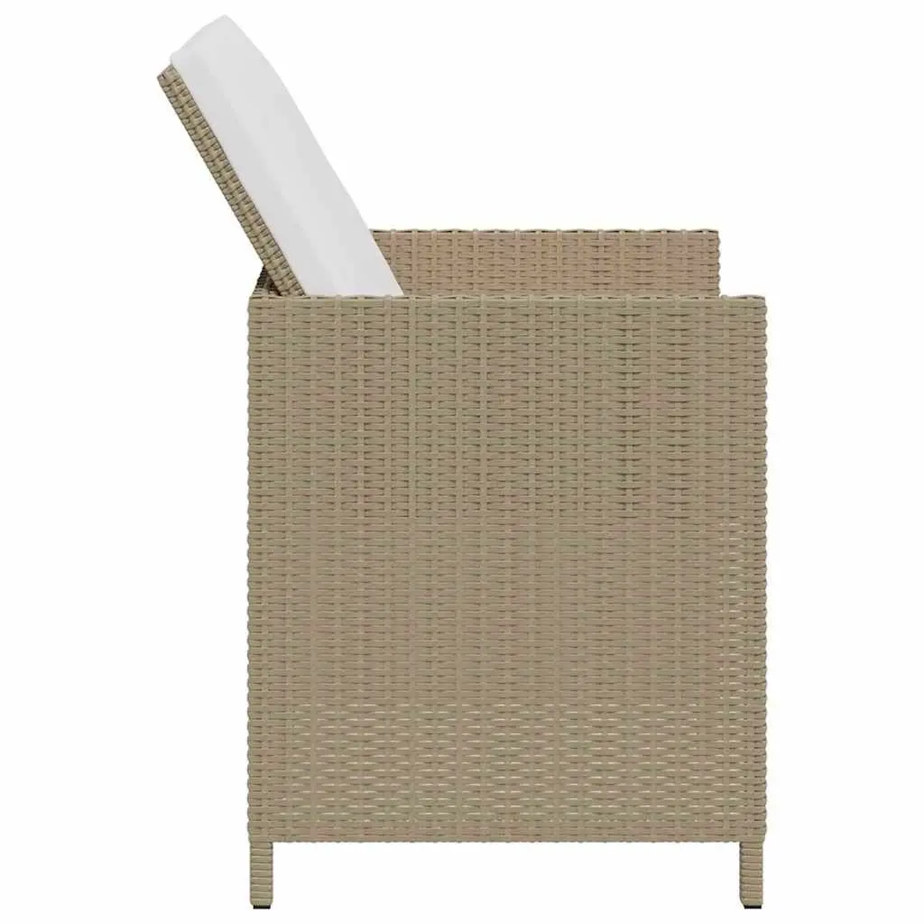 Outdoor Patio Garden Chairs 4 Pieces Set PE Rattan Armchair with Cushions Beige