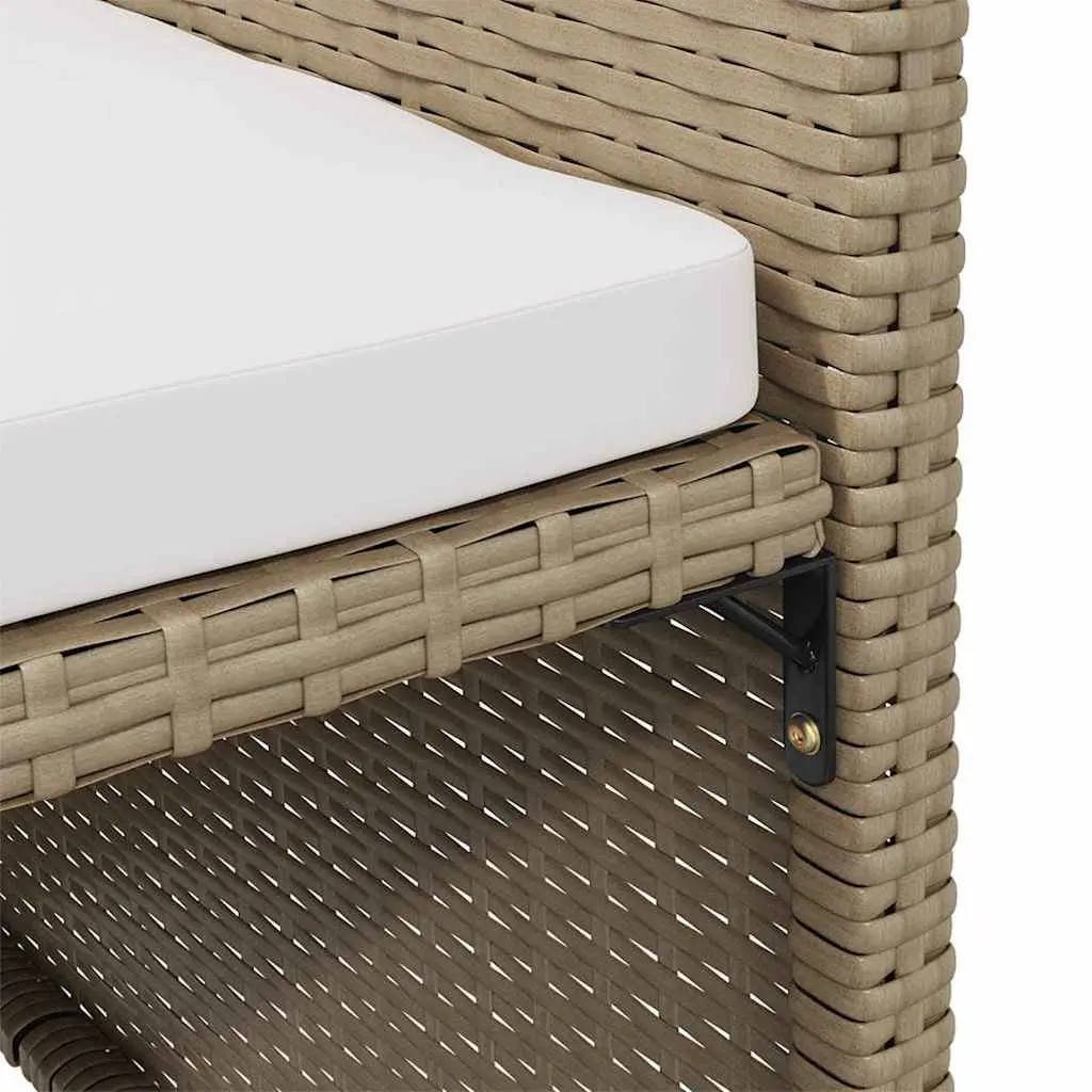 Outdoor Patio Garden Chairs 4 Pieces Set PE Rattan Armchair with Cushions Beige