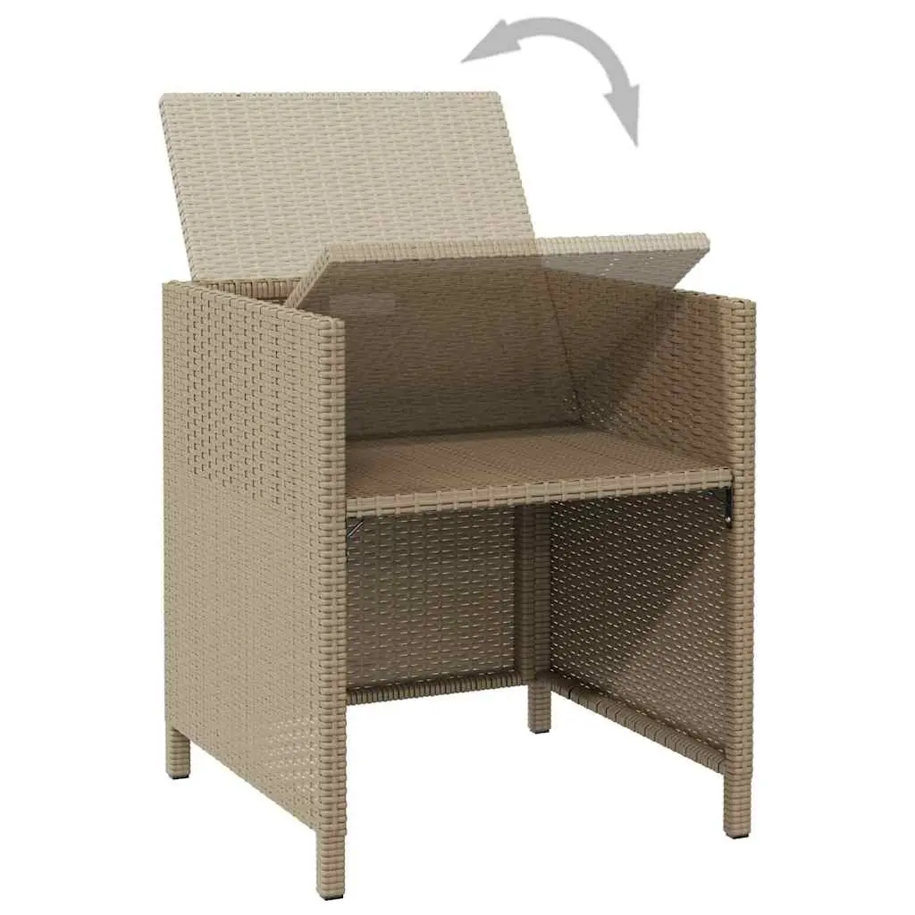 Outdoor Patio Garden Chairs 4 Pieces Set PE Rattan Armchair with Cushions Beige