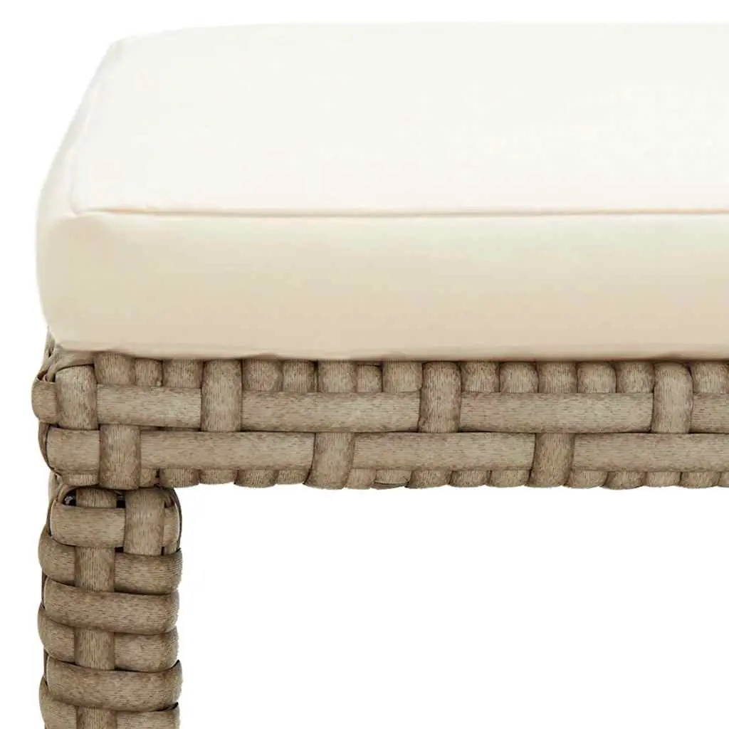 Outdoor Garden Stools Set 4 pcs Patio Footrest with Cushions Beige