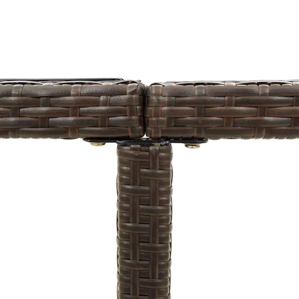 Garden Table Brown Outdoor Poly Rattan Glass Dining Furniture Weather Resistant