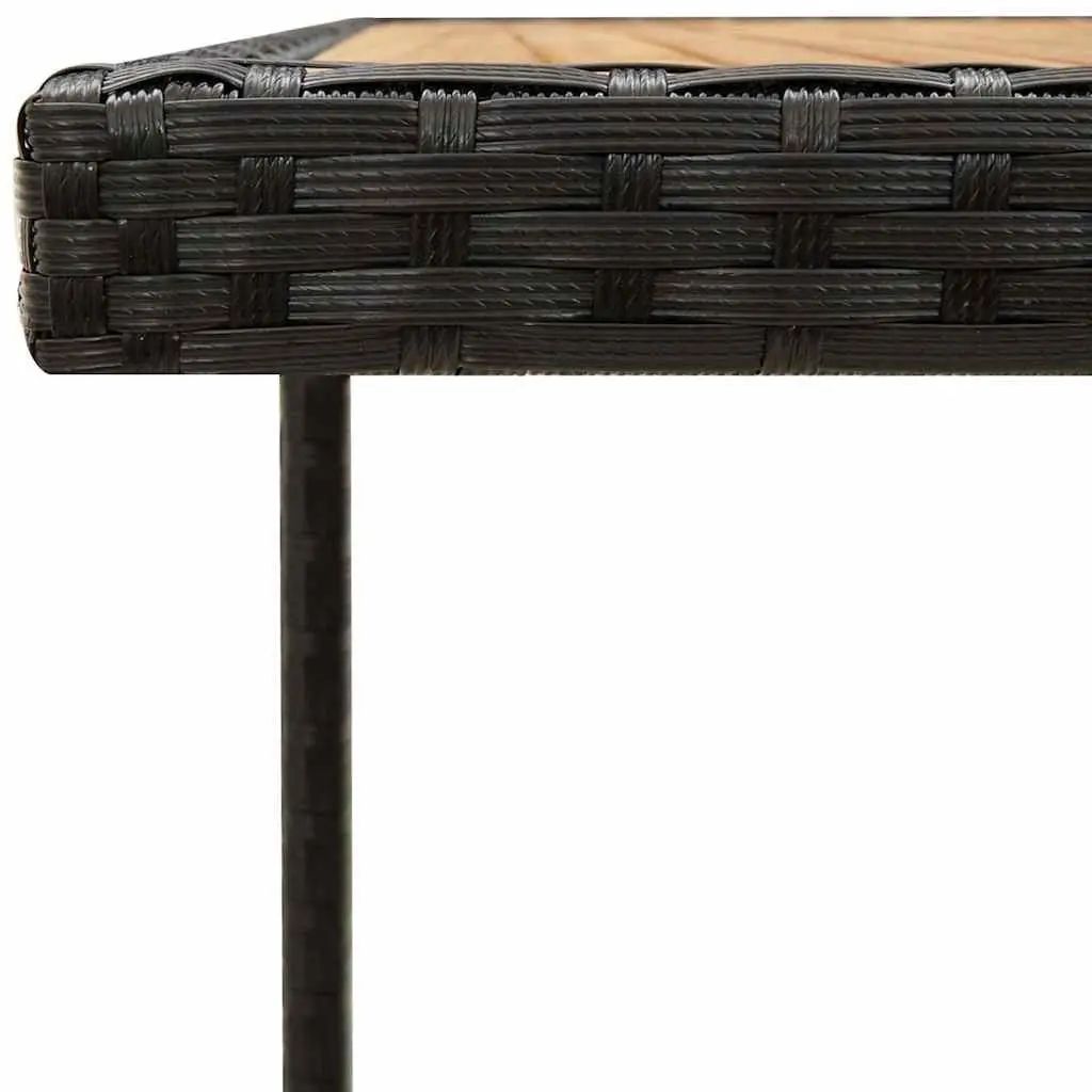 Garden Dining Table Outdoor PE Rattan Steel Frame Wooden Top Black 109x107x74cm