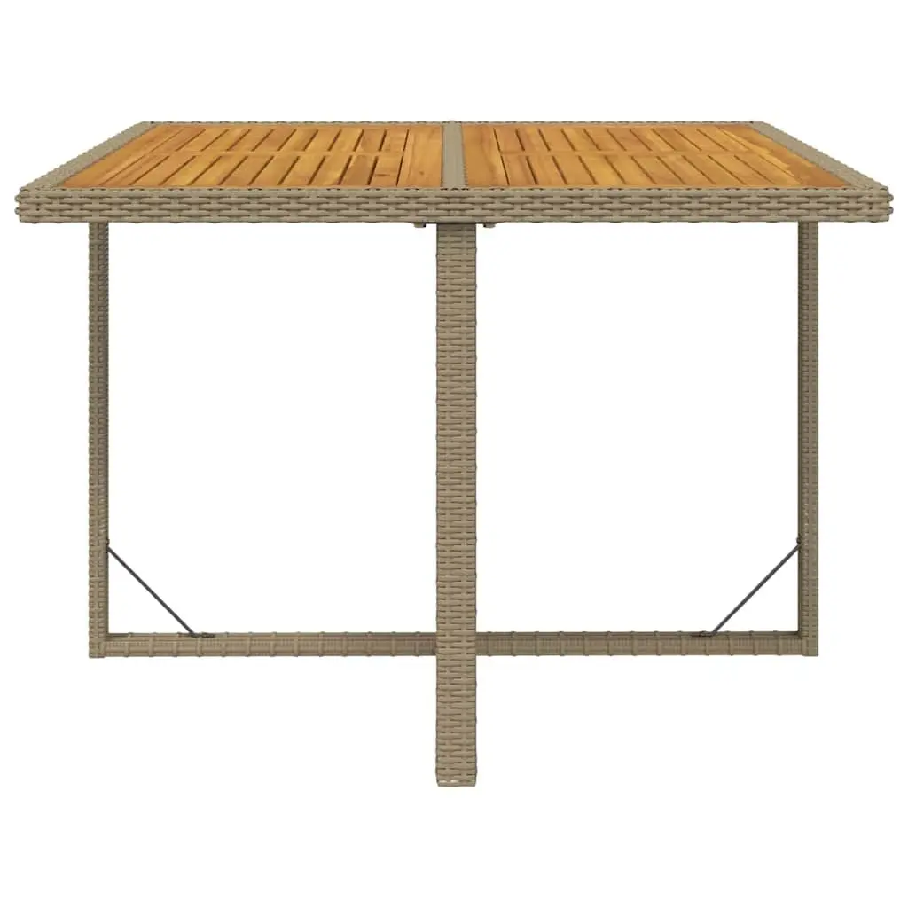 Garden Dining Table Beige Outdoor Furniture Patio Rattan Wood Acacia