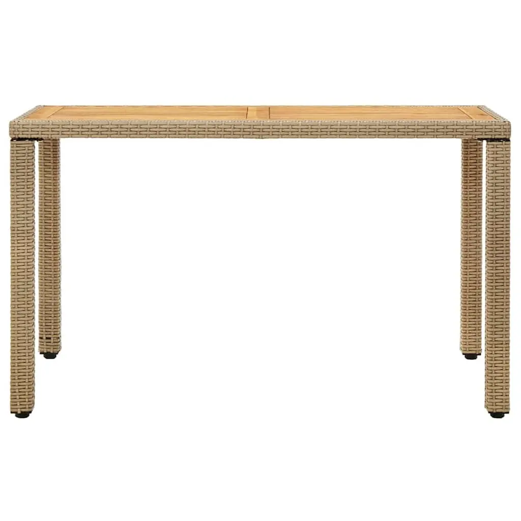 Outdoor Garden Dining Table Beige Poly Rattan Acacia Wood Patio Furniture