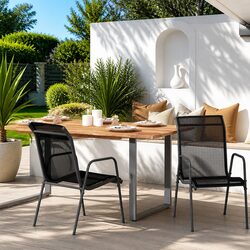 Specifications for Outdoor Chairs Set of 2 - Black Steel