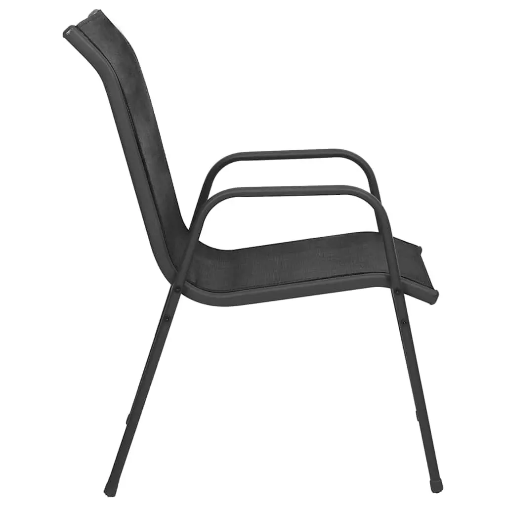 Outdoor Chairs Set of 2 Garden Armchairs Black Steel Textilene Weather-Resistant
