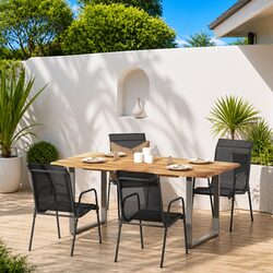 Outdoor Chairs Set of 4 - Steel Frame & Textilene