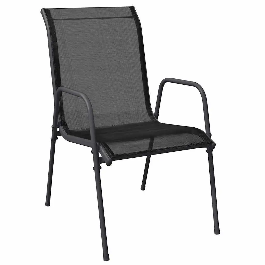 Garden Chairs for Outdoor Use 4 Piece Set Steel Frame Textilene Black Armchairs