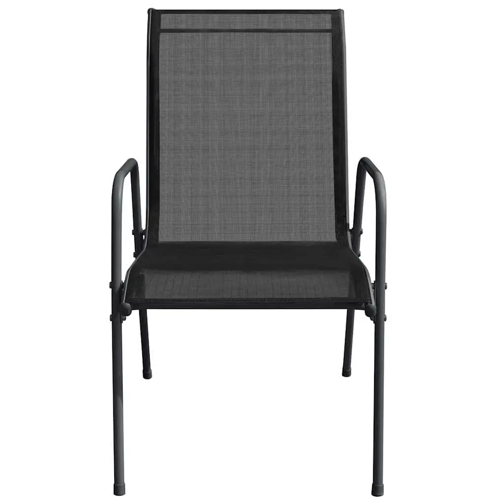 Outdoor Garden Chairs Set 6 Piece Steel Frame Textilene Seating Black