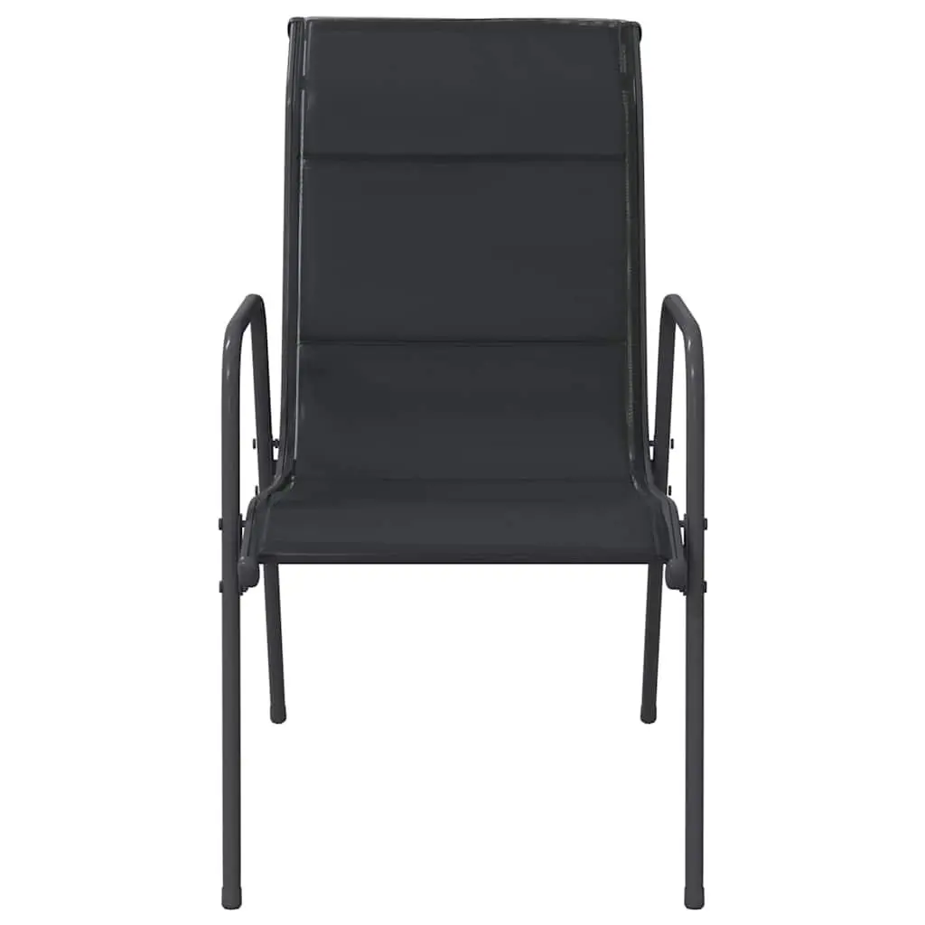 Steel Frame Garden Chairs Set 4 Piece Textilene Fabric Black Outdoor Seating