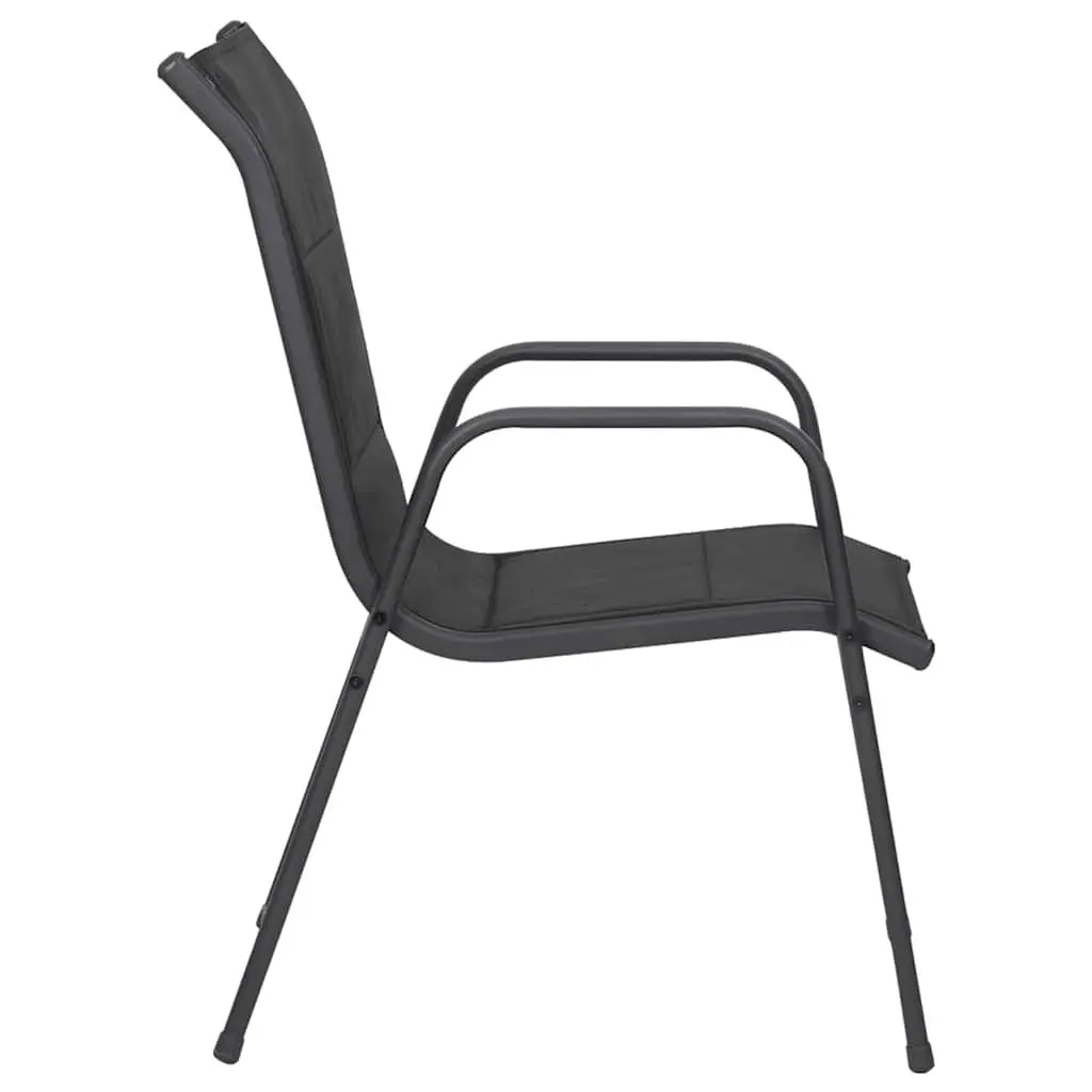 Steel Frame Garden Chairs Set 4 Piece Textilene Fabric Black Outdoor Seating