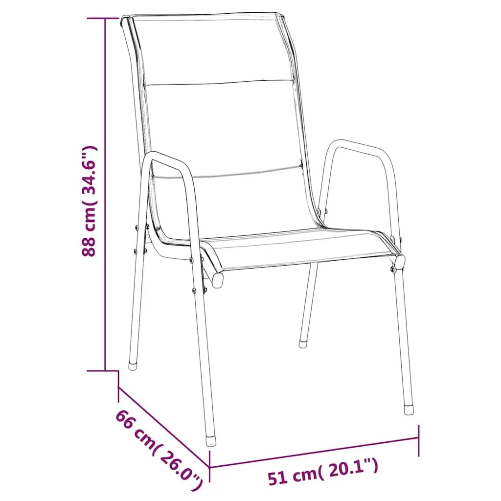 Steel Frame Garden Chairs Set 4 Piece Textilene Fabric Black Outdoor Seating