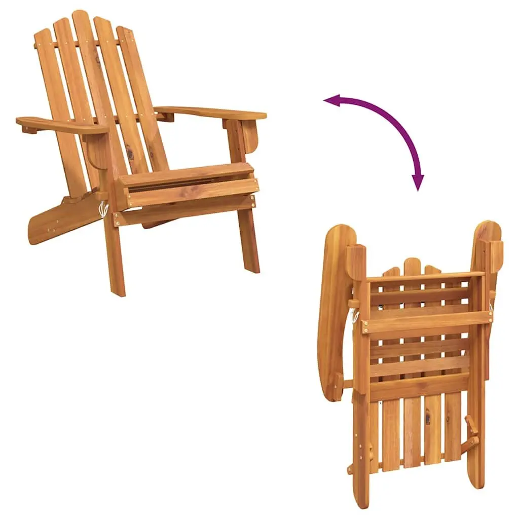 Adirondack Chair Outdoor Garden Foldable Brown Wood Frame