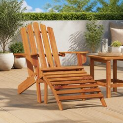 Solid Acacia Wood Foldable Adirondack Chair with Footrest