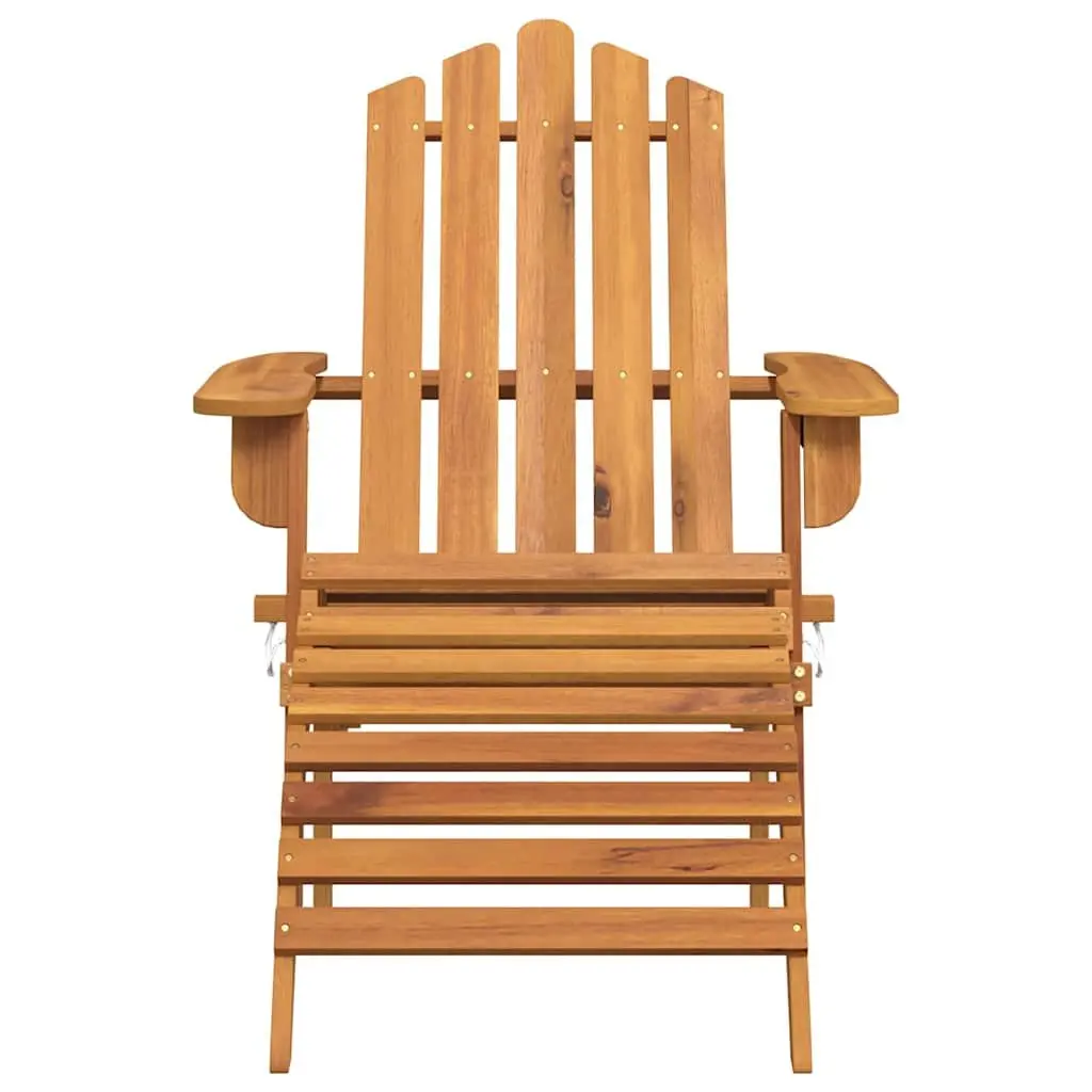 Solid Acacia Wood Foldable Adirondack Chair with Footrest