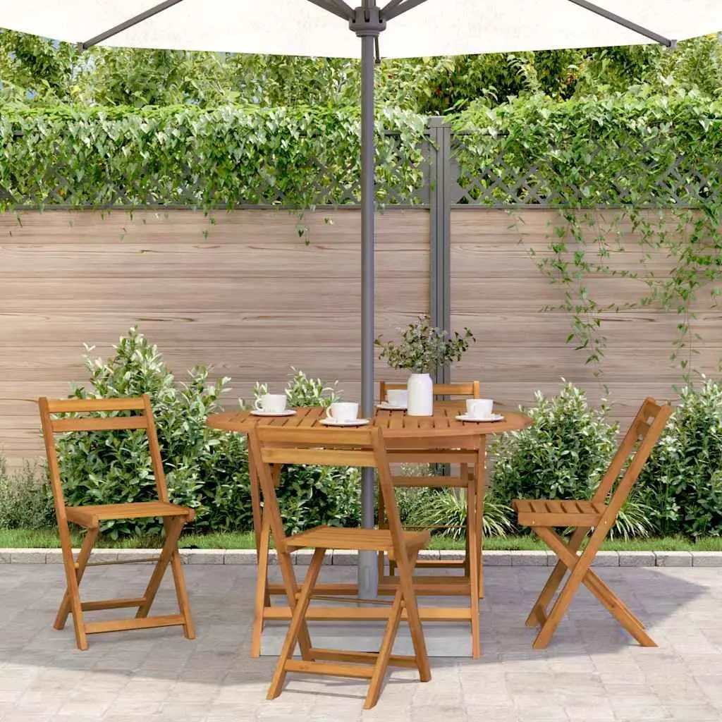 Folding Garden Table 110 cm Outdoor Dining Solid Wood Slatted Portable Brown
