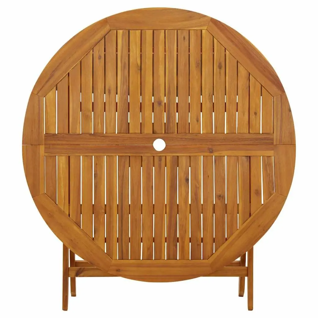 Folding Garden Table 110 cm Outdoor Dining Solid Wood Slatted Portable Brown