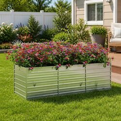 Garden Raised Bed Planter Specifications: 240x80x77cm Silver