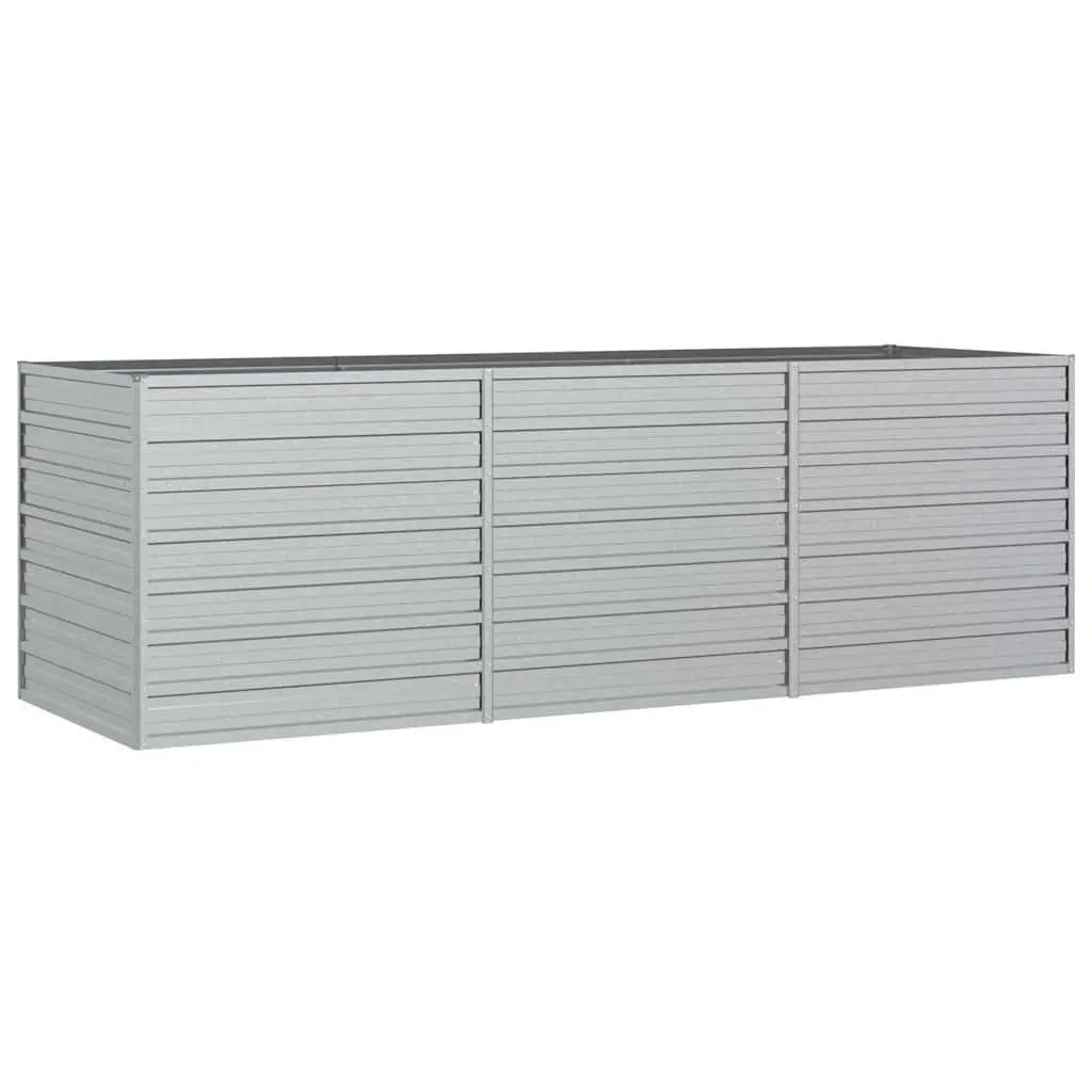 Garden Raised Bed Planter 240x80x77cm Outdoor Vegetable Herb Flower Box Silver