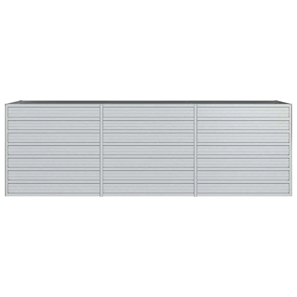 Garden Raised Bed Planter 240x80x77cm Outdoor Vegetable Herb Flower Box Silver