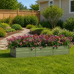 240x80x45 cm Galvanized Steel Raised Bed for Gardening