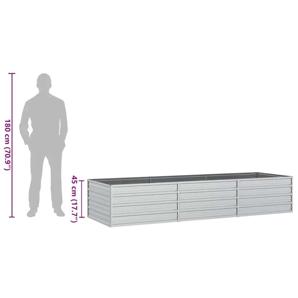 Galvanized Steel Raised Garden Bed Planter Box Outdoor Use 240x80x45 cm