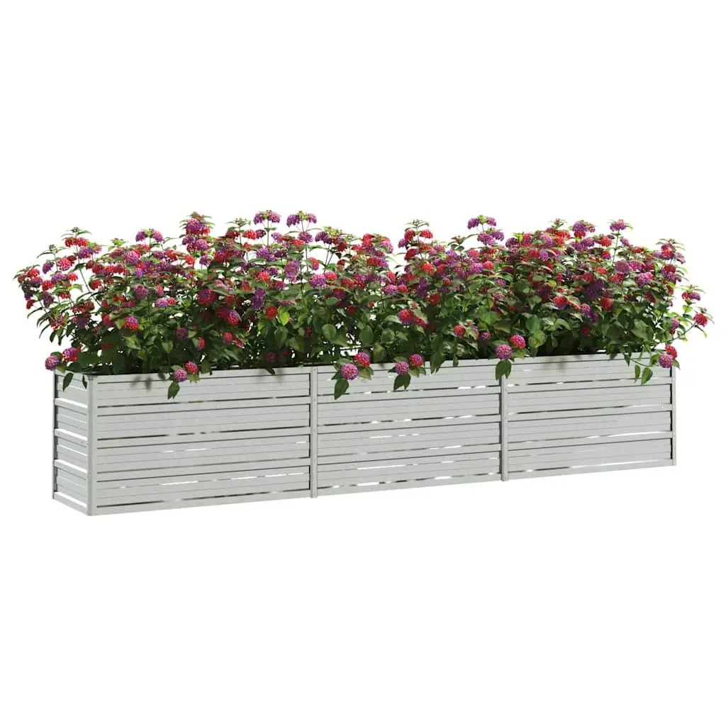 Galvanized Steel Raised Garden Bed for Outdoor Use 240x40x45 cm Silver