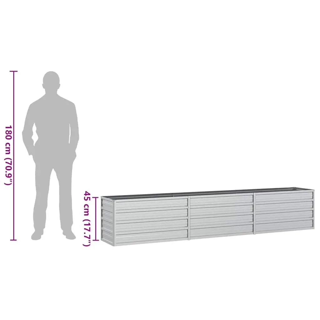 Galvanized Steel Raised Garden Bed for Outdoor Use 240x40x45 cm Silver