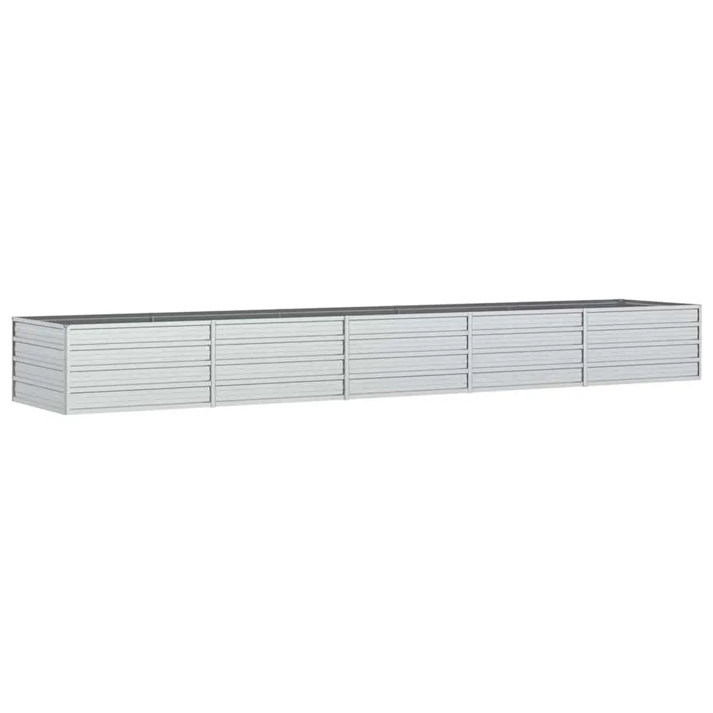 Galvanized Steel Raised Garden Bed 400x80x45 cm Outdoor Planter Box Silver