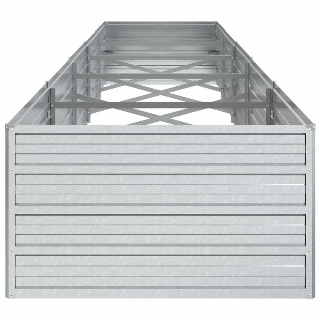 Galvanized Steel Raised Garden Bed 400x80x45 cm Outdoor Planter Box Silver