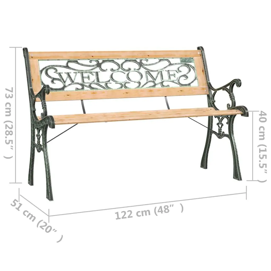 122cm Brown Garden Bench, Solid Wood