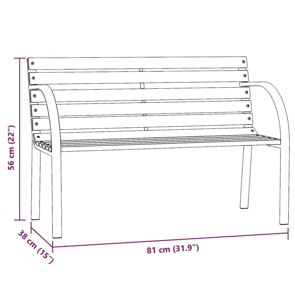 Children's Garden Bench 81cm Outdoor Seating Wooden Backrest Armrests Grey