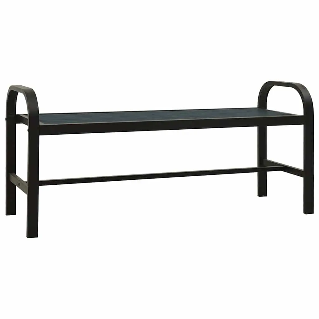 Garden Bench Outdoor Patio Seating 124.5cm Steel WPC Black Weather-Resistant