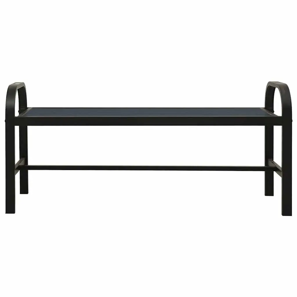 Garden Bench Outdoor Patio Seating 124.5cm Steel WPC Black Weather-Resistant