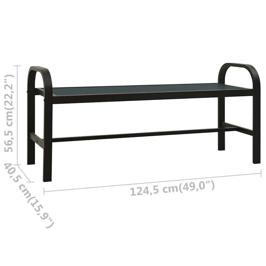 Garden Bench Outdoor Patio Seating 124.5cm Steel WPC Black Weather-Resistant