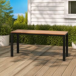 Garden Bench 110cm Outdoor Seating Steel WPC Patio Furniture Brown Black